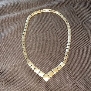 Monet vintage gold tone statement necklace